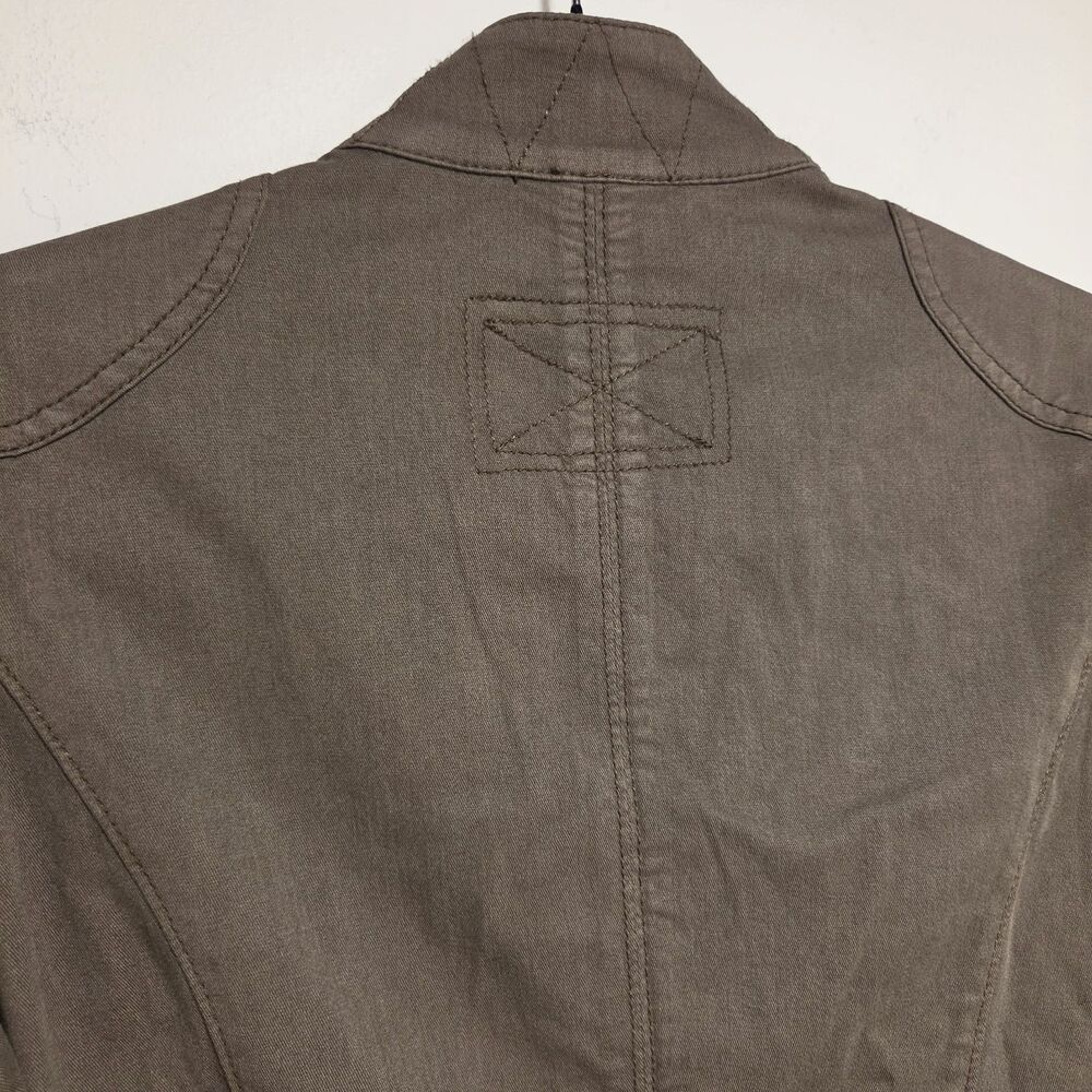 White House Black Market Casual Utility Jacket Sz 4 Olive Green Short Sleeve New - Picture 10 of 11